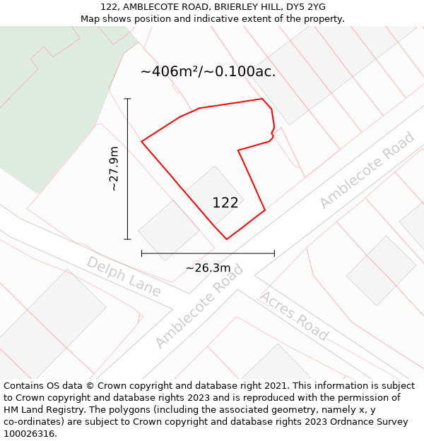 122, AMBLECOTE ROAD, BRIERLEY HILL, DY5 2YG: Plot and title map