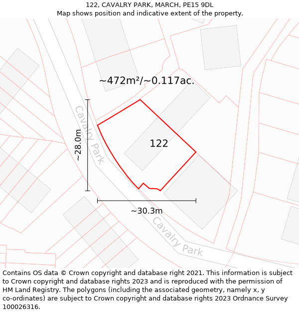 122, CAVALRY PARK, MARCH, PE15 9DL: Plot and title map