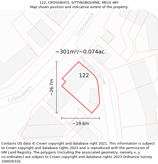 122, CROSSWAYS, SITTINGBOURNE, ME10 4BY: Plot and title map