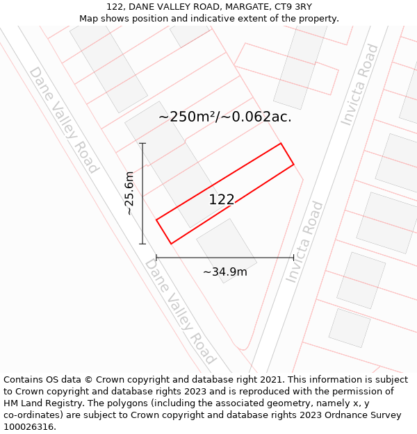 122, DANE VALLEY ROAD, MARGATE, CT9 3RY: Plot and title map