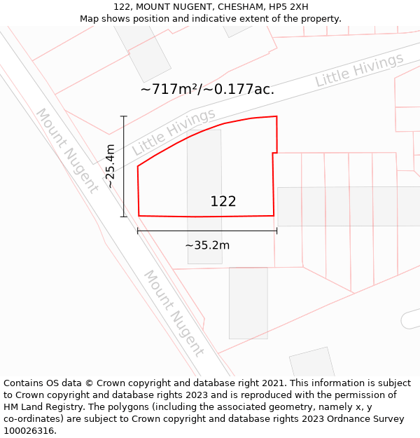 122, MOUNT NUGENT, CHESHAM, HP5 2XH: Plot and title map