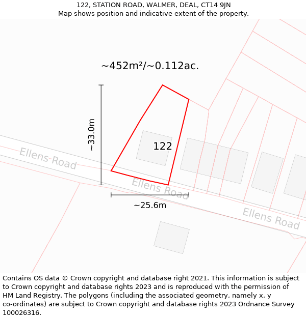 122, STATION ROAD, WALMER, DEAL, CT14 9JN: Plot and title map