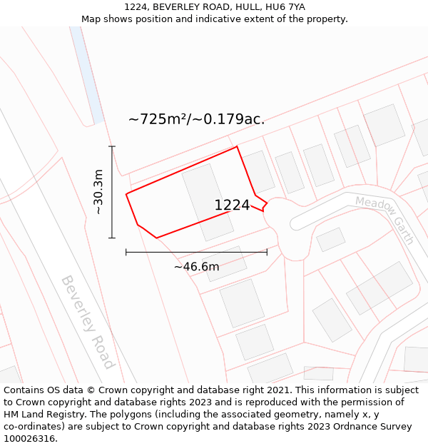 1224, BEVERLEY ROAD, HULL, HU6 7YA: Plot and title map