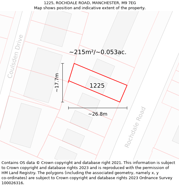 1225, ROCHDALE ROAD, MANCHESTER, M9 7EG: Plot and title map