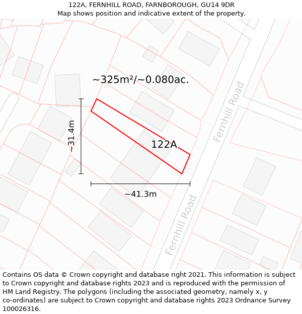 122A, FERNHILL ROAD, FARNBOROUGH, GU14 9DR: Plot and title map