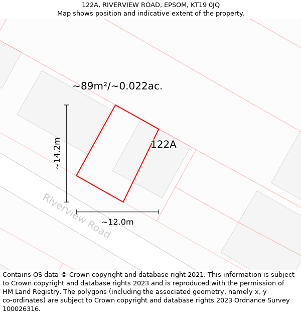 122A, RIVERVIEW ROAD, EPSOM, KT19 0JQ: Plot and title map