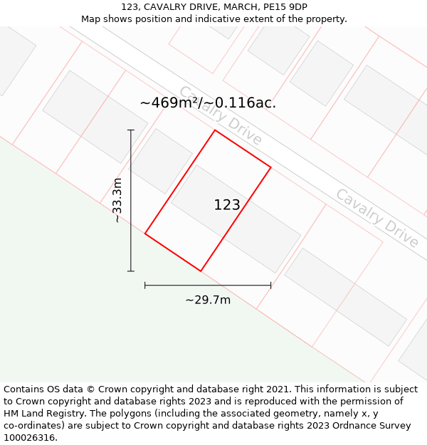 123, CAVALRY DRIVE, MARCH, PE15 9DP: Plot and title map