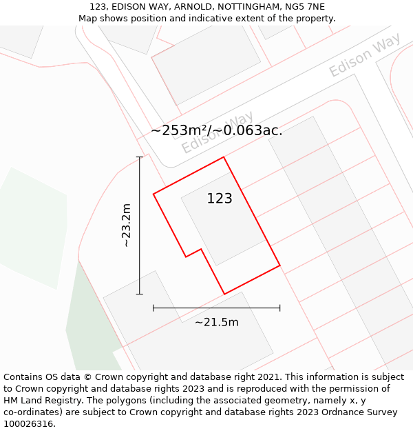 123, EDISON WAY, ARNOLD, NOTTINGHAM, NG5 7NE: Plot and title map