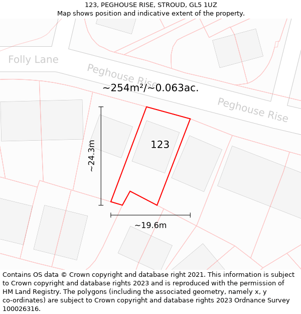 123, PEGHOUSE RISE, STROUD, GL5 1UZ: Plot and title map