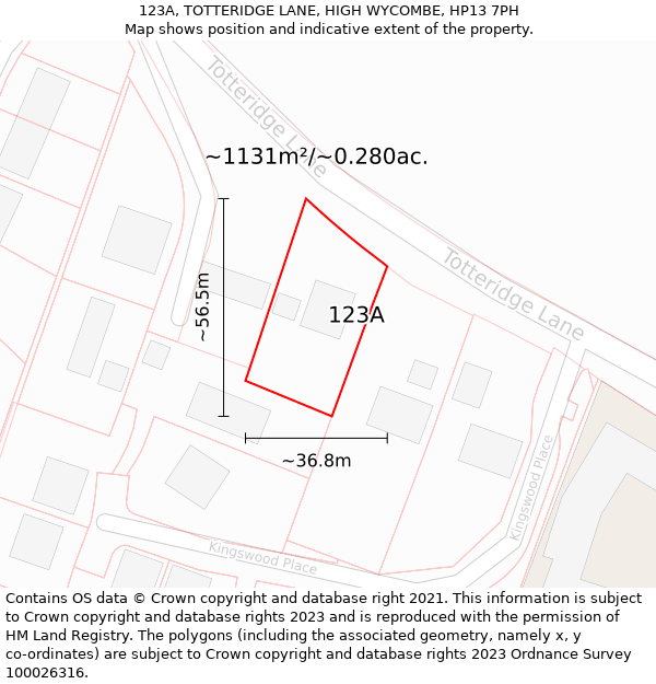 123A, TOTTERIDGE LANE, HIGH WYCOMBE, HP13 7PH: Plot and title map