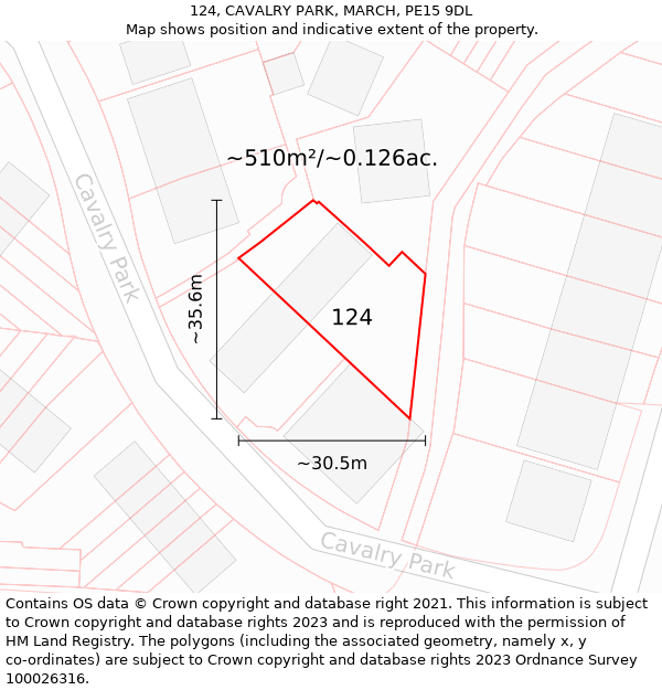 124, CAVALRY PARK, MARCH, PE15 9DL: Plot and title map