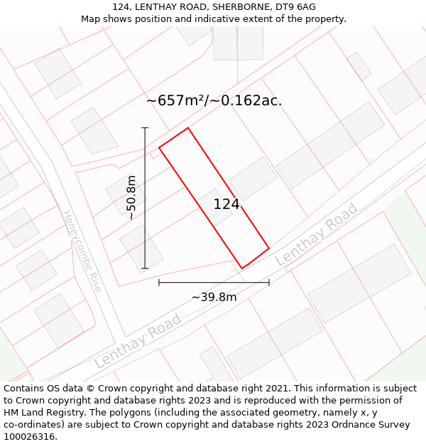 124, LENTHAY ROAD, SHERBORNE, DT9 6AG: Plot and title map