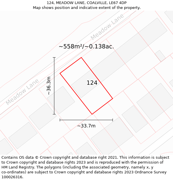 124, MEADOW LANE, COALVILLE, LE67 4DP: Plot and title map