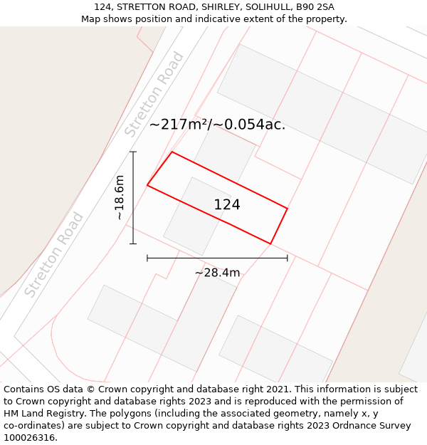 124, STRETTON ROAD, SHIRLEY, SOLIHULL, B90 2SA: Plot and title map