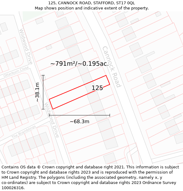 125, CANNOCK ROAD, STAFFORD, ST17 0QL: Plot and title map