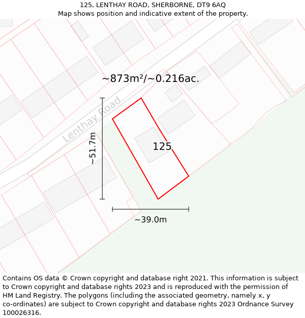 125, LENTHAY ROAD, SHERBORNE, DT9 6AQ: Plot and title map