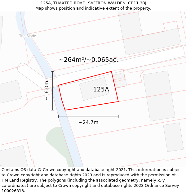 125A, THAXTED ROAD, SAFFRON WALDEN, CB11 3BJ: Plot and title map