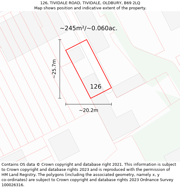 126, TIVIDALE ROAD, TIVIDALE, OLDBURY, B69 2LQ: Plot and title map