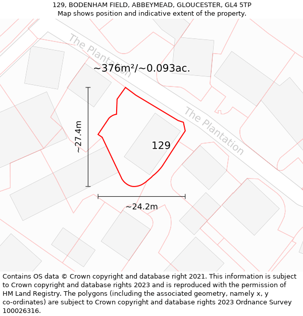 129, BODENHAM FIELD, ABBEYMEAD, GLOUCESTER, GL4 5TP: Plot and title map