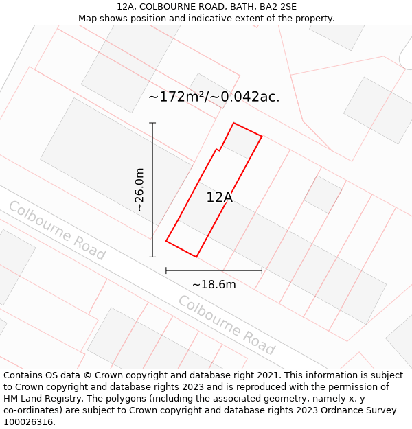 12A, COLBOURNE ROAD, BATH, BA2 2SE: Plot and title map