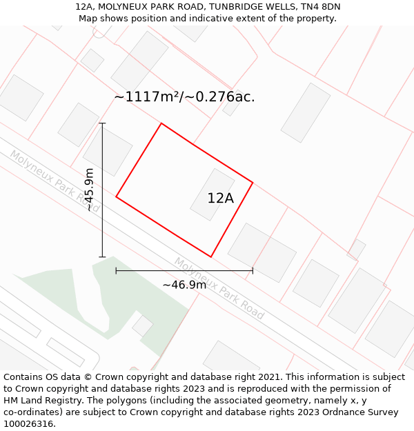 12A, MOLYNEUX PARK ROAD, TUNBRIDGE WELLS, TN4 8DN: Plot and title map