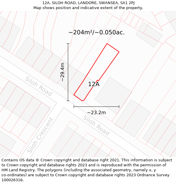 12A, SILOH ROAD, LANDORE, SWANSEA, SA1 2PJ: Plot and title map