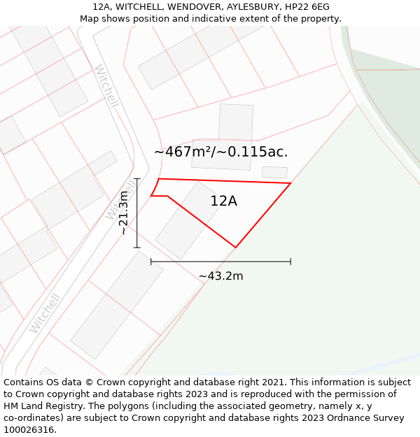 12A, WITCHELL, WENDOVER, AYLESBURY, HP22 6EG: Plot and title map