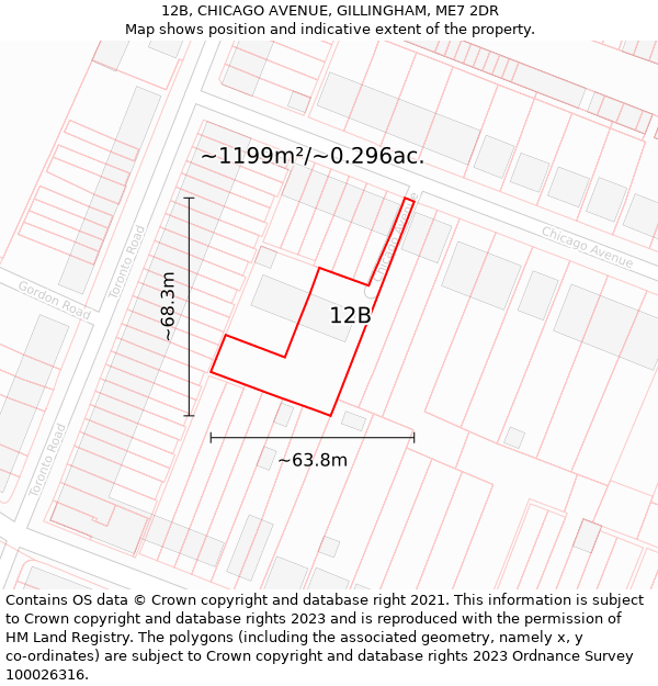 12B, CHICAGO AVENUE, GILLINGHAM, ME7 2DR: Plot and title map