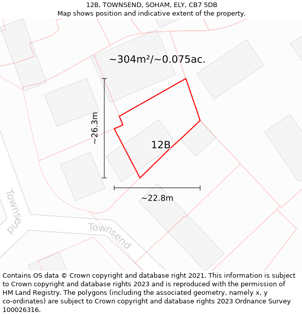 12B, TOWNSEND, SOHAM, ELY, CB7 5DB: Plot and title map