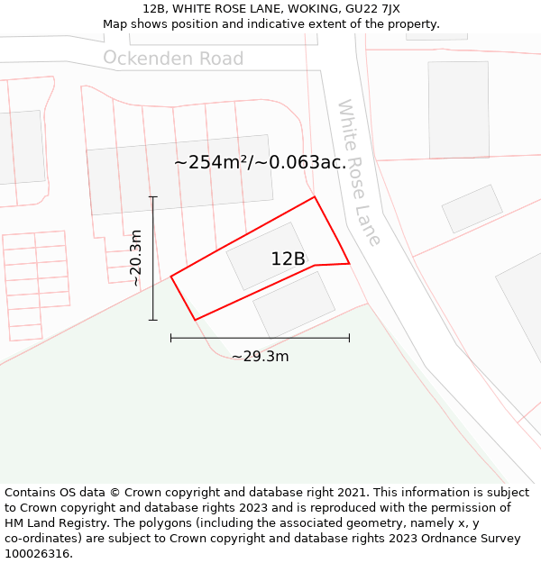 12B, WHITE ROSE LANE, WOKING, GU22 7JX: Plot and title map