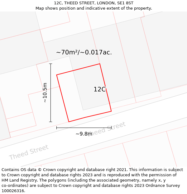 12C, THEED STREET, LONDON, SE1 8ST: Plot and title map