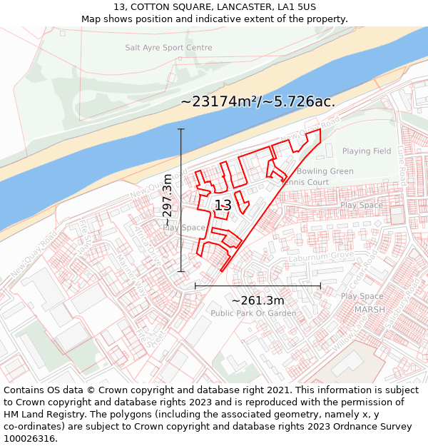 13, COTTON SQUARE, LANCASTER, LA1 5US: Plot and title map