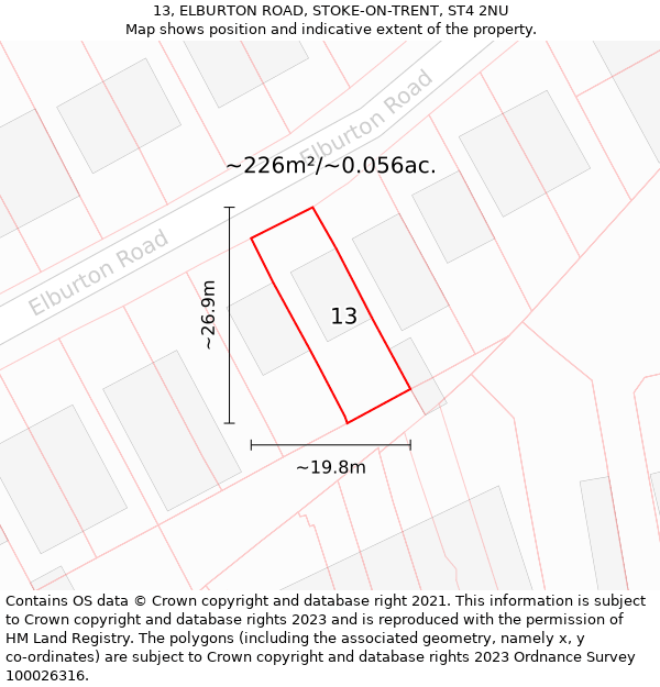 13, ELBURTON ROAD, STOKE-ON-TRENT, ST4 2NU: Plot and title map