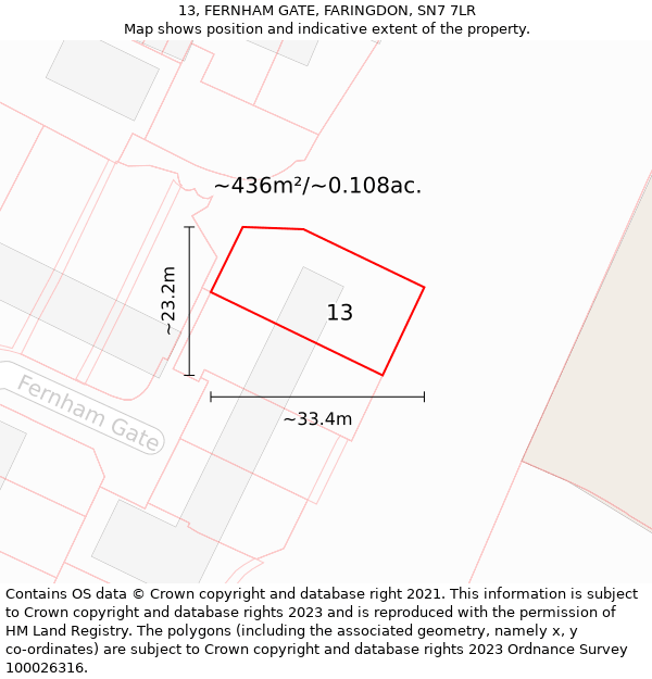 13, FERNHAM GATE, FARINGDON, SN7 7LR: Plot and title map