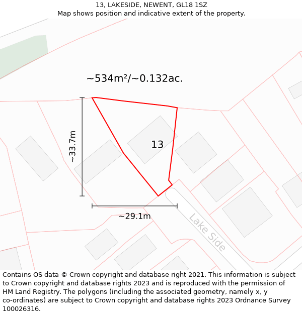 13, LAKESIDE, NEWENT, GL18 1SZ: Plot and title map