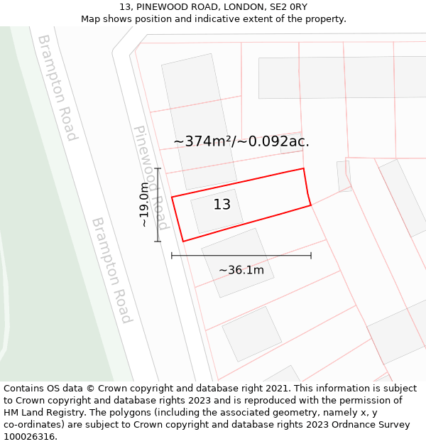 13, PINEWOOD ROAD, LONDON, SE2 0RY: Plot and title map