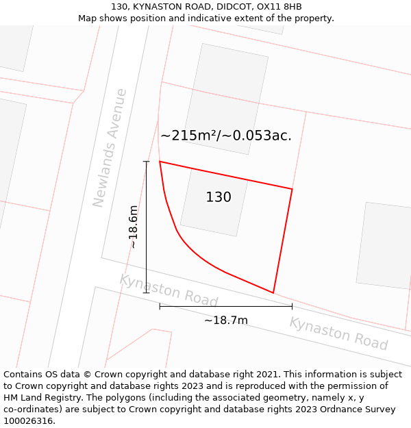 130, KYNASTON ROAD, DIDCOT, OX11 8HB: Plot and title map