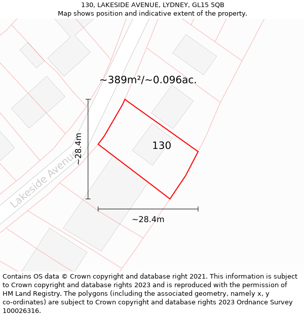 130, LAKESIDE AVENUE, LYDNEY, GL15 5QB: Plot and title map