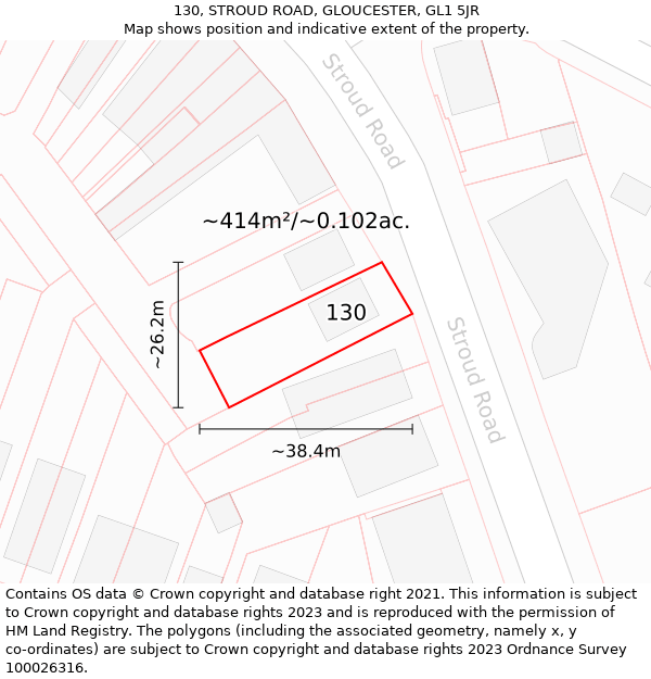 130, STROUD ROAD, GLOUCESTER, GL1 5JR: Plot and title map