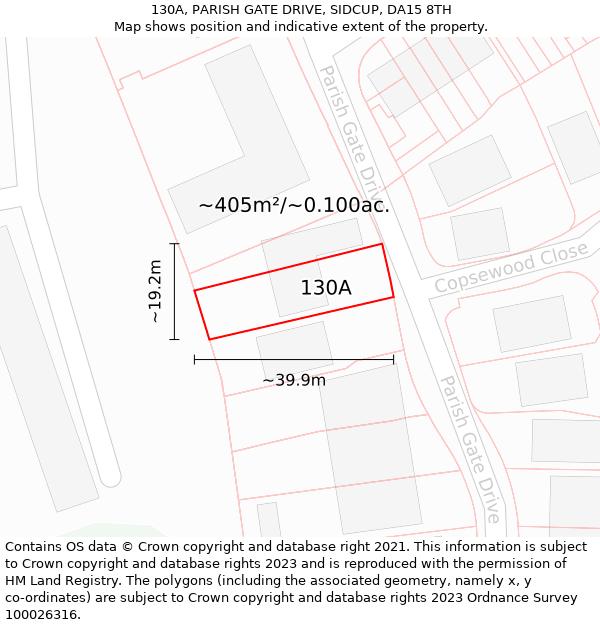 130A, PARISH GATE DRIVE, SIDCUP, DA15 8TH: Plot and title map