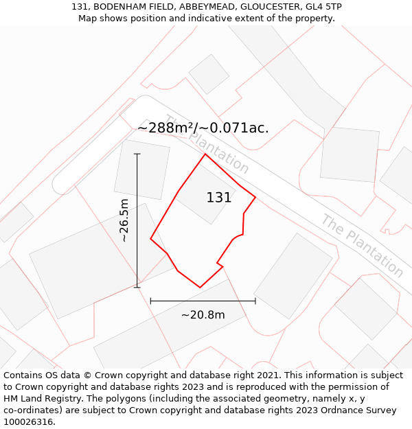 131, BODENHAM FIELD, ABBEYMEAD, GLOUCESTER, GL4 5TP: Plot and title map