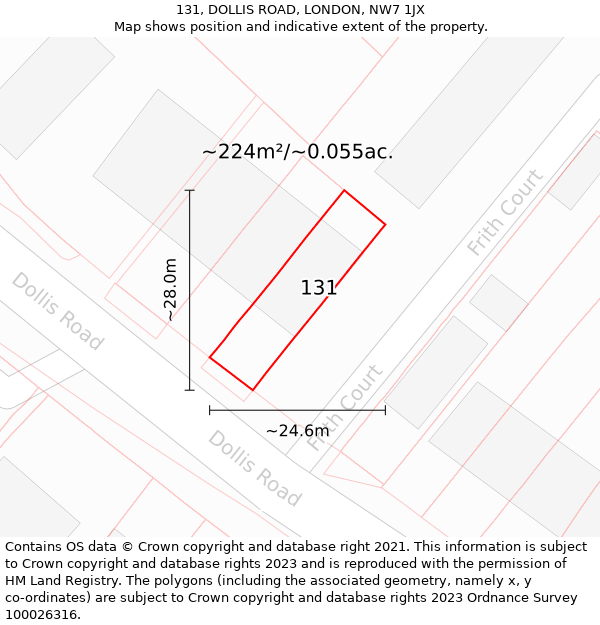 131, DOLLIS ROAD, LONDON, NW7 1JX: Plot and title map
