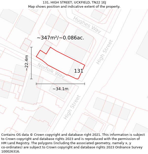 131, HIGH STREET, UCKFIELD, TN22 1EJ: Plot and title map