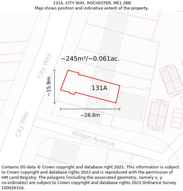 131A, CITY WAY, ROCHESTER, ME1 2BB: Plot and title map