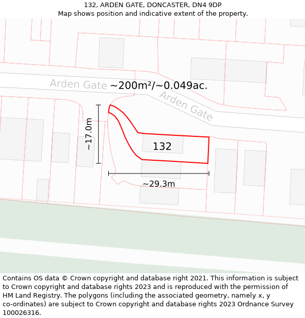 132, ARDEN GATE, DONCASTER, DN4 9DP: Plot and title map