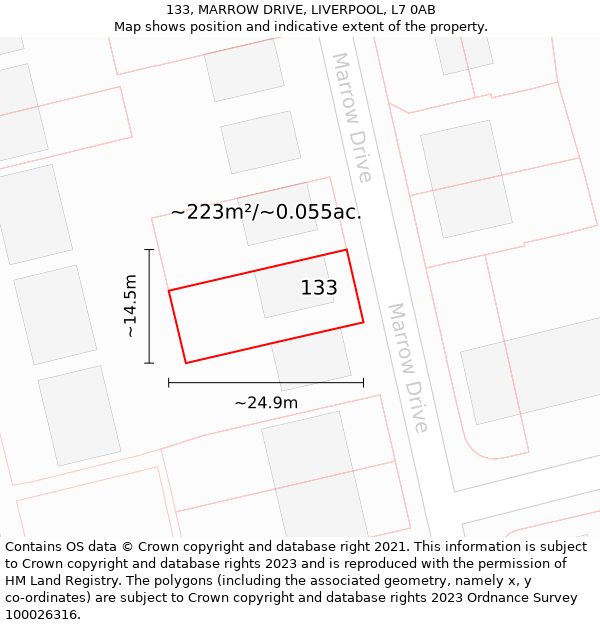 133, MARROW DRIVE, LIVERPOOL, L7 0AB: Plot and title map