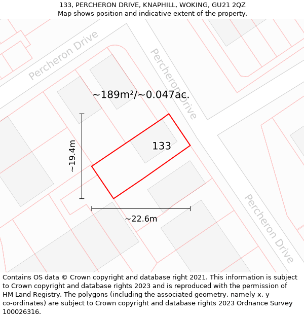 133, PERCHERON DRIVE, KNAPHILL, WOKING, GU21 2QZ: Plot and title map