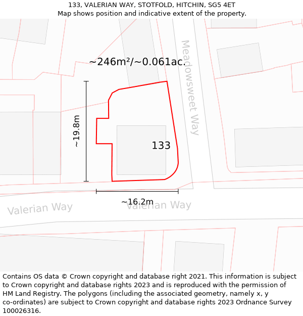 133, VALERIAN WAY, STOTFOLD, HITCHIN, SG5 4ET: Plot and title map