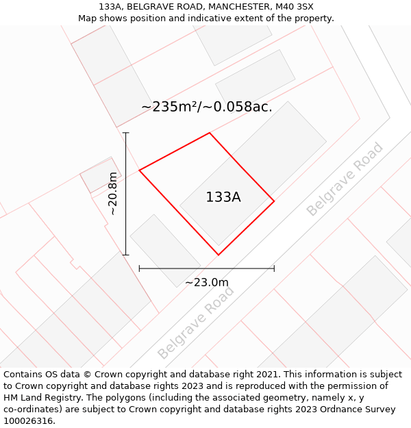 133A, BELGRAVE ROAD, MANCHESTER, M40 3SX: Plot and title map