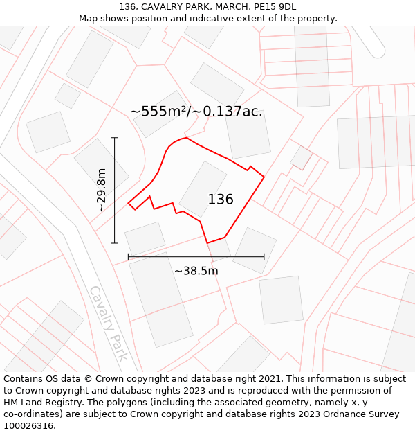 136, CAVALRY PARK, MARCH, PE15 9DL: Plot and title map